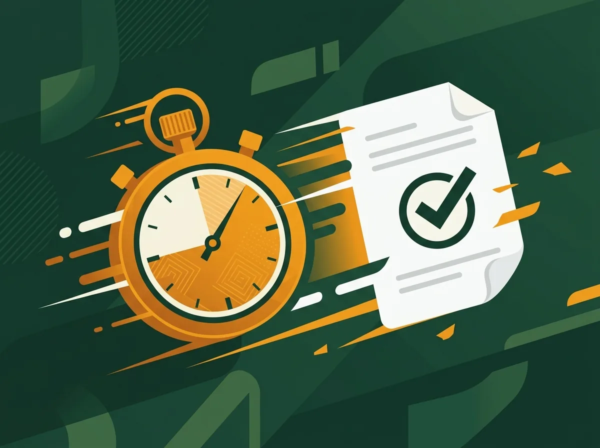 Stoppuhr mit Geschwindigkeitslinien – Gefährdungsbeurteilung in Minuten statt Wochen